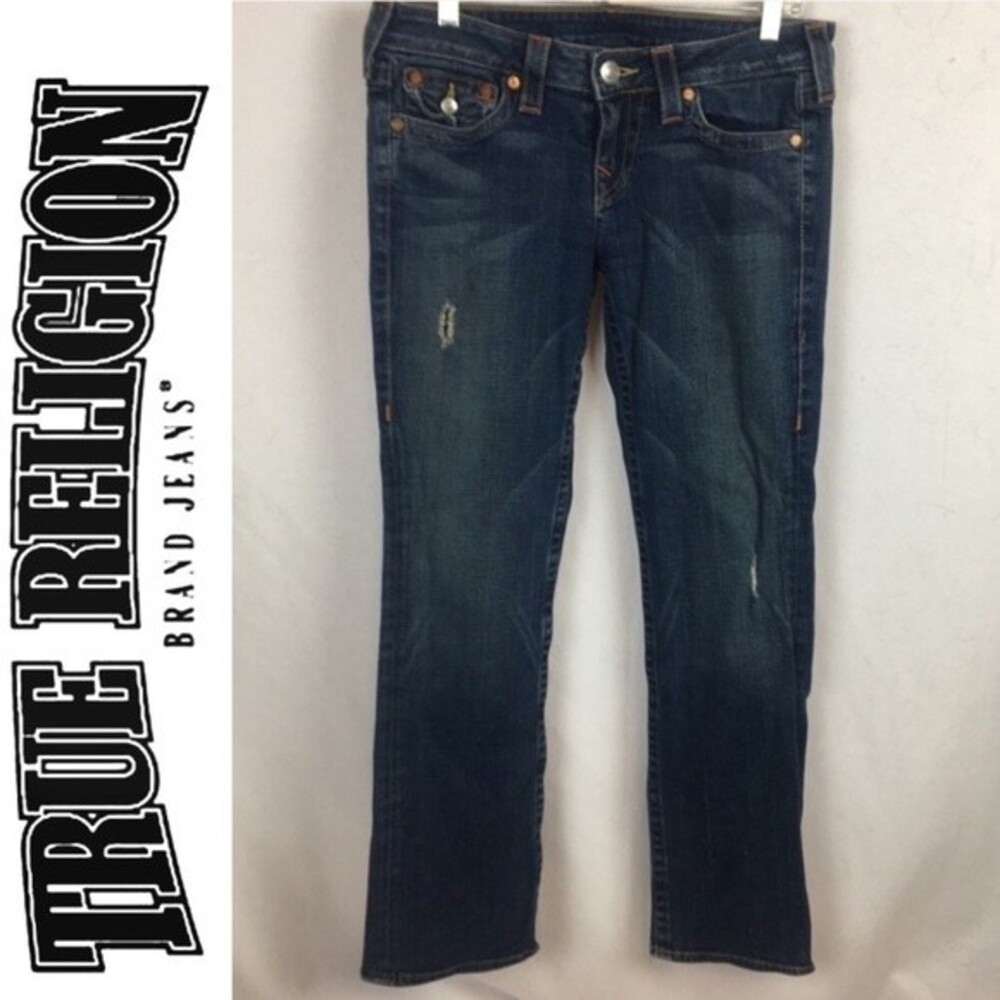 True Religion Billy Distressed Straight Leg Low Rise Jeans 29